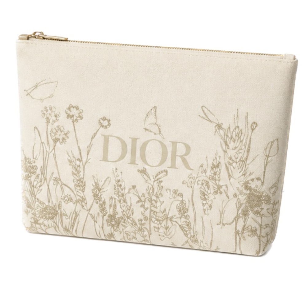 DIOR Floral Beauty Pouch With Chain & Insert - New